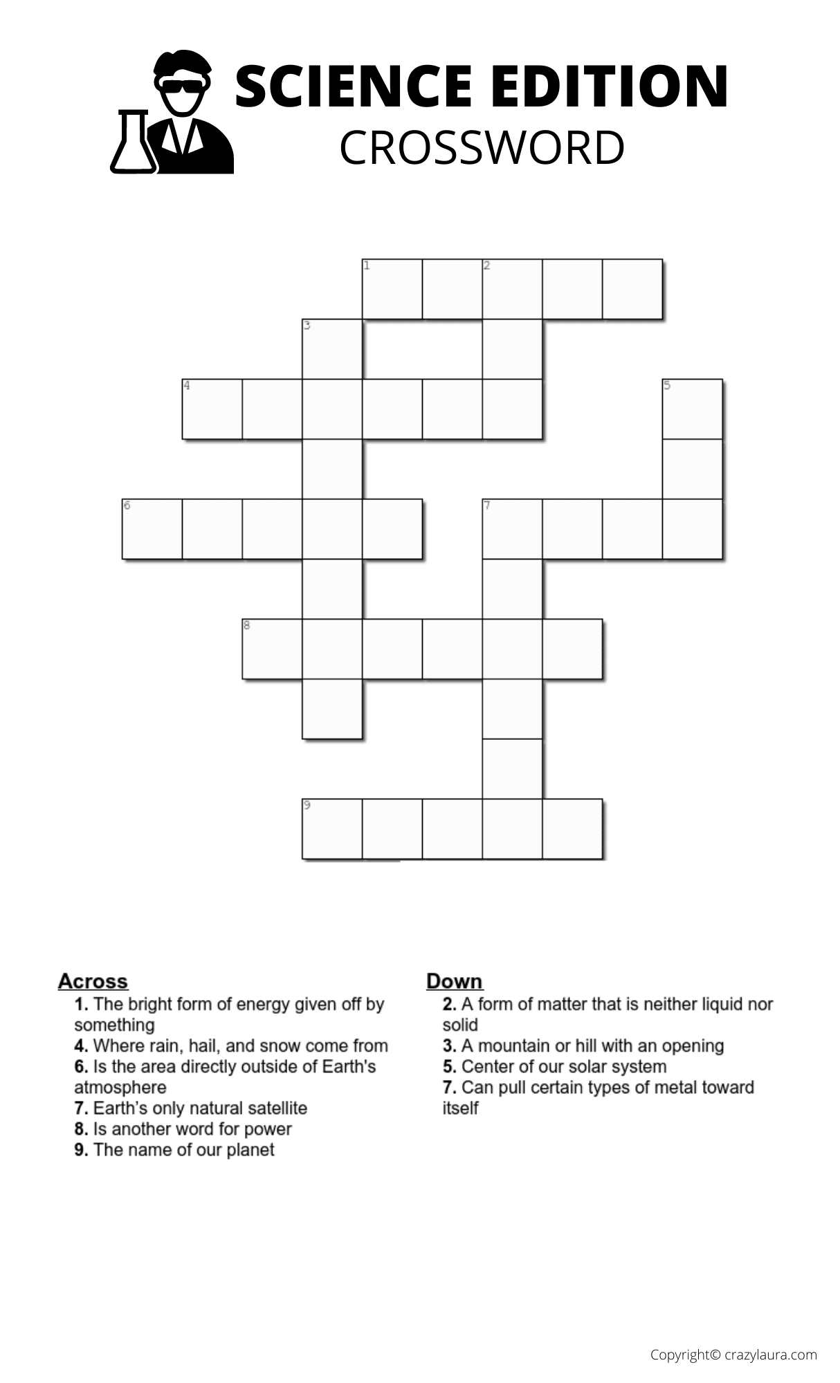 Science Crossword Puzzles Printable Free