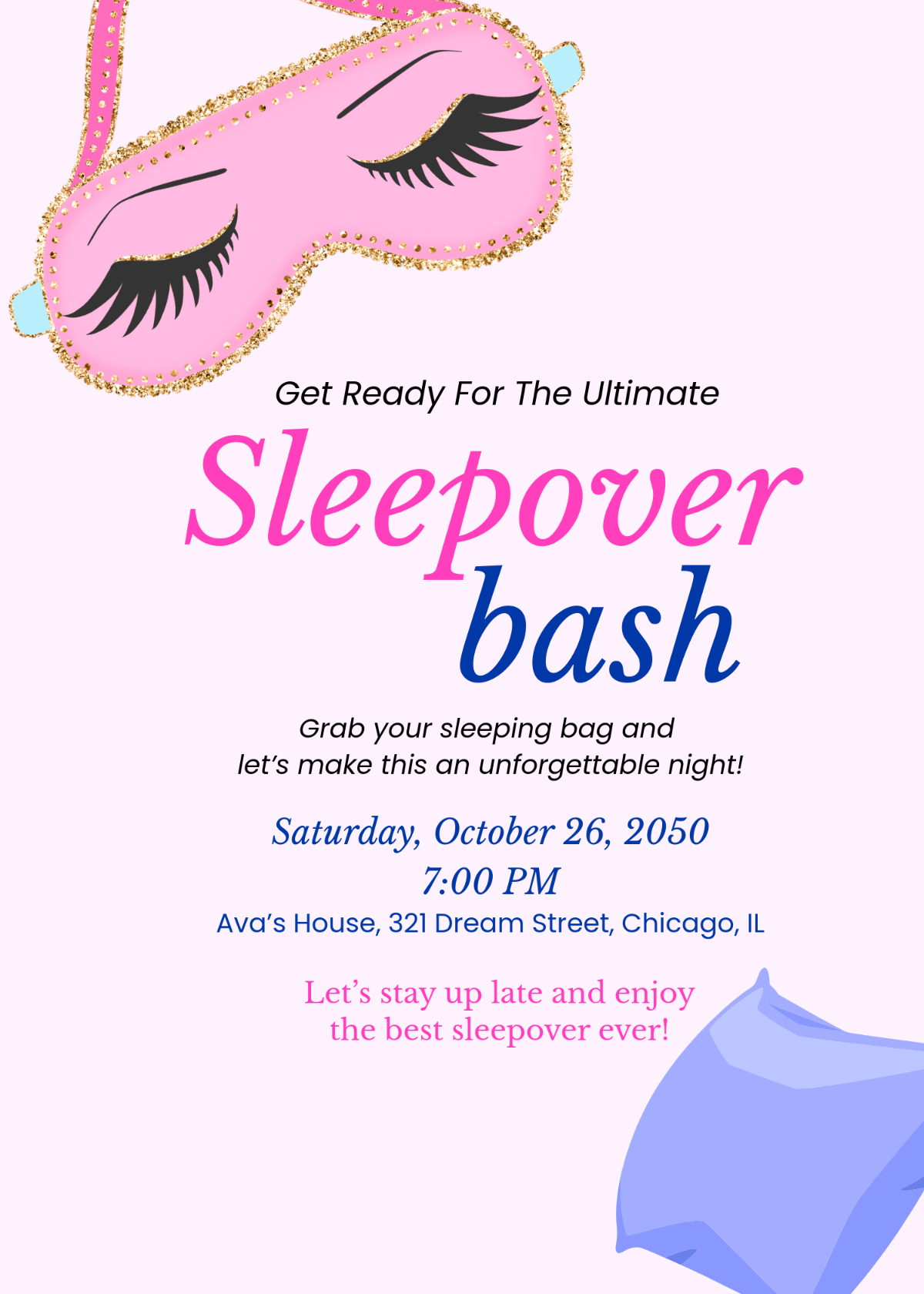 Sleepover Invitation Design For Free Printable