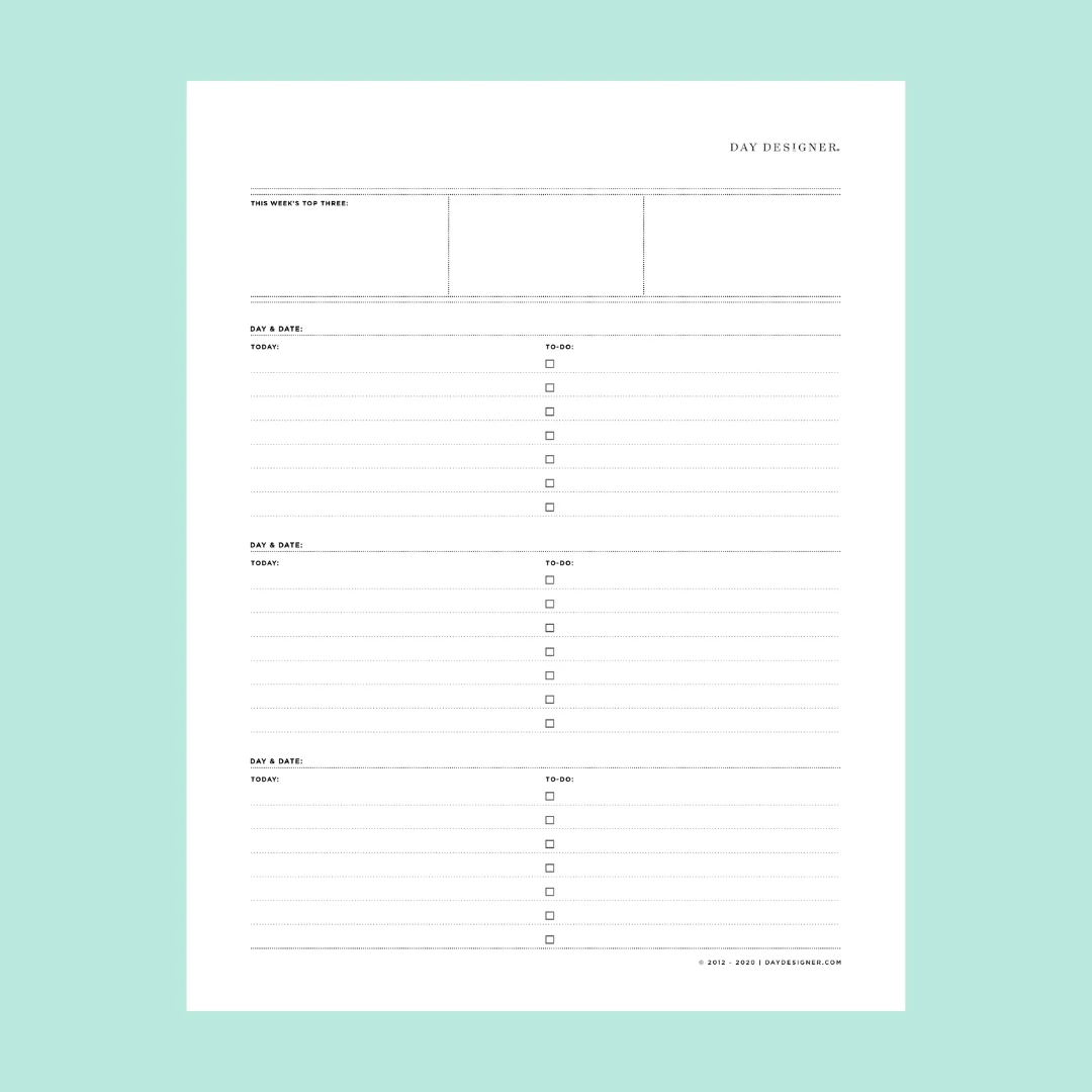 Day Designer Printable Pages
