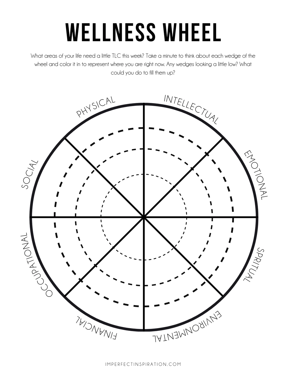 Printable Wellness Wheel Worksheet Pdf
