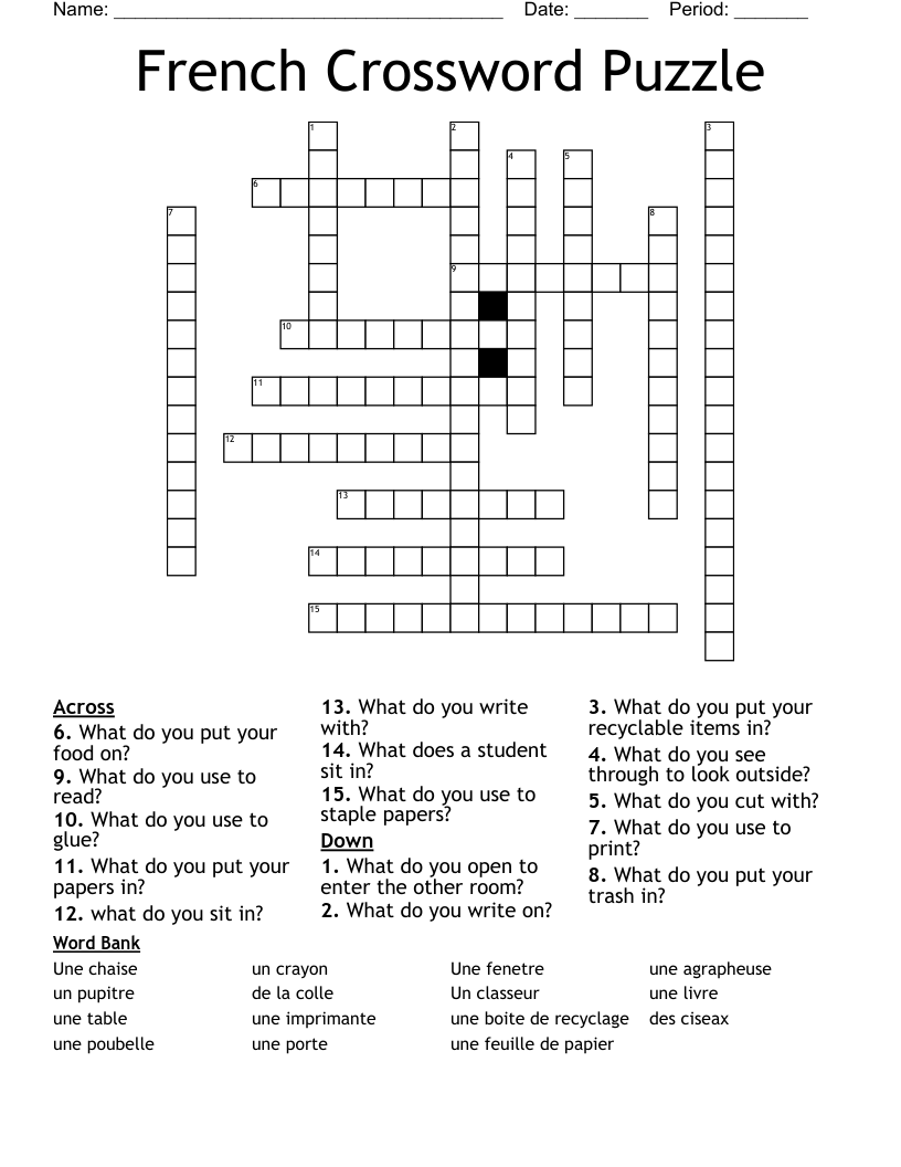 French Crossword Puzzles Printable