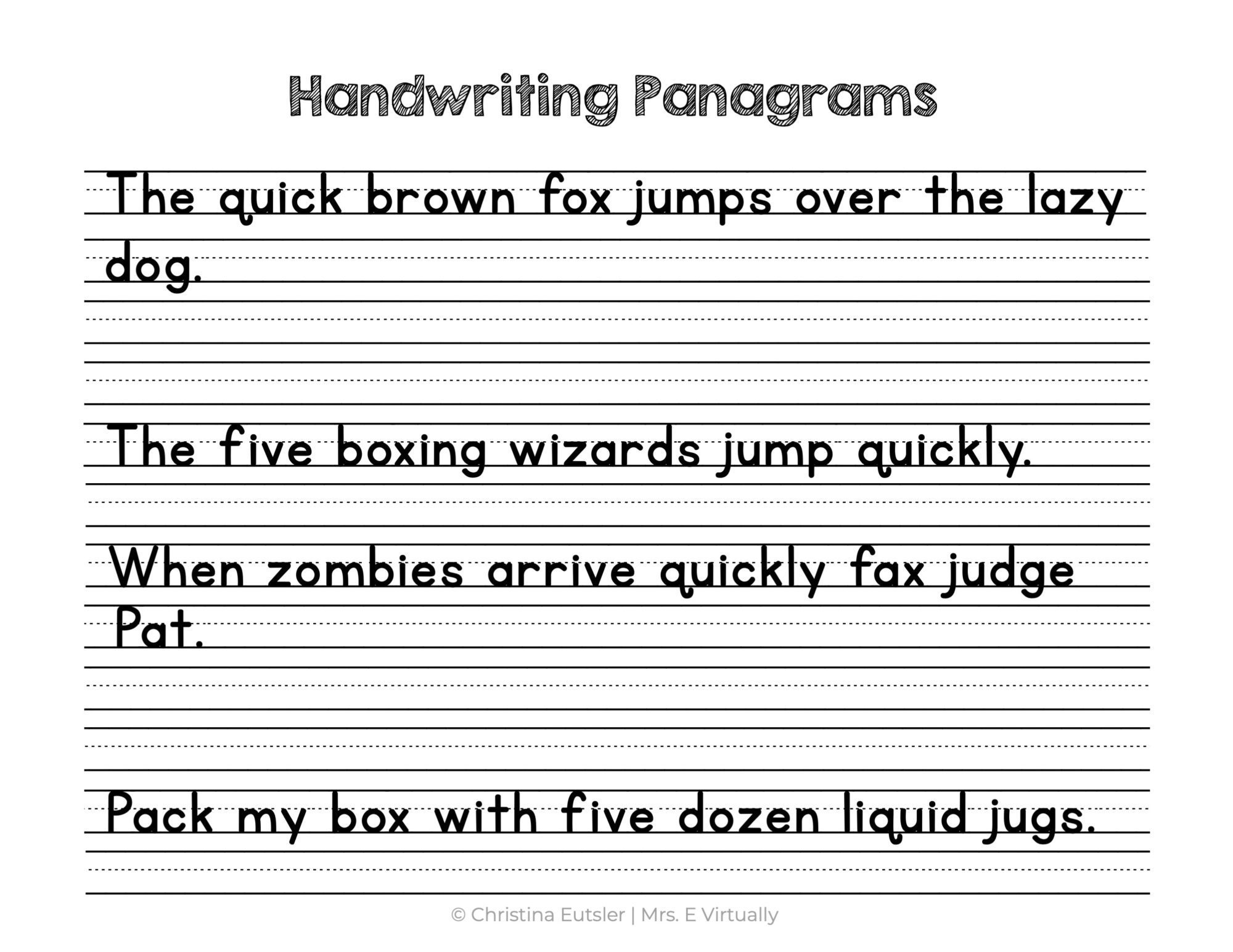 Fun 2nd Grade Handwriting Practice Paper Mrs E Virtually 