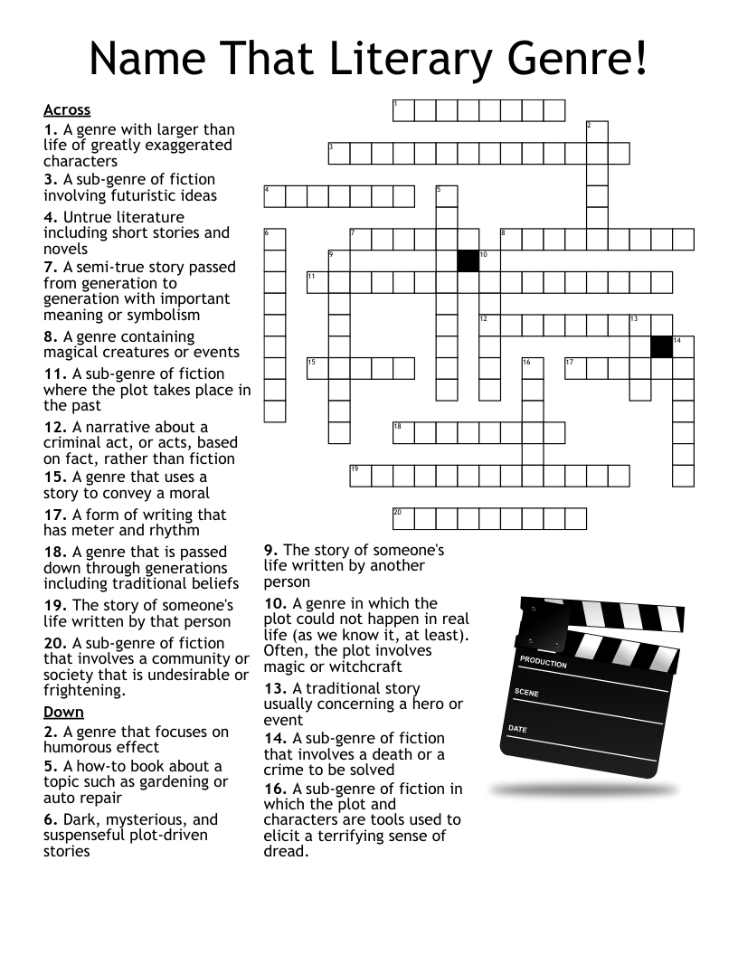 Genre Crossword Puzzles Printable