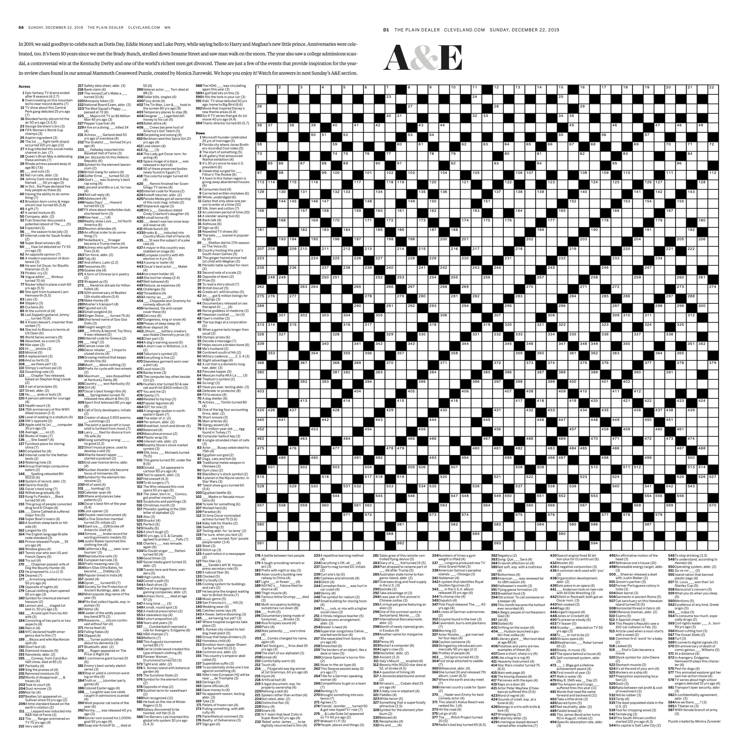 Giant Crossword Barbed Holiday Carols And A Lot Of Good Stories 