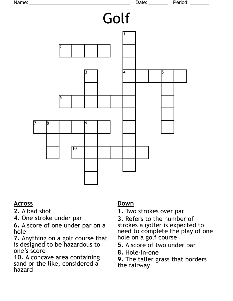 Printable Golf Crossword Puzzles