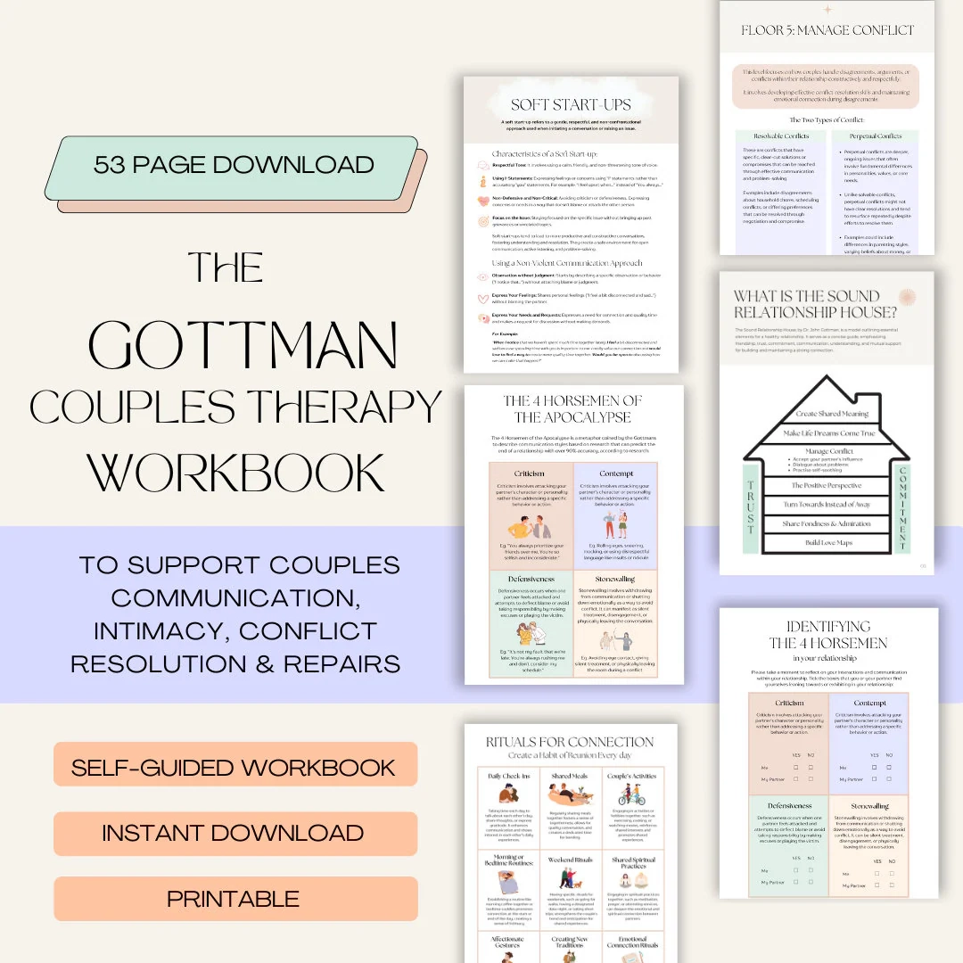 Gottman Couples Therapy Workbook For Therapists Couples Worksheets 