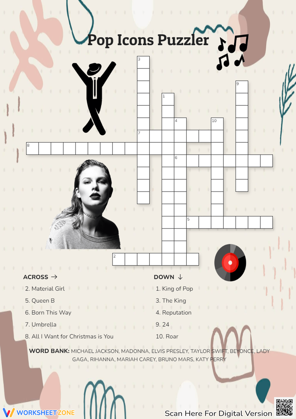 Printable Taylor Swift Reputation Crossword Puzzles