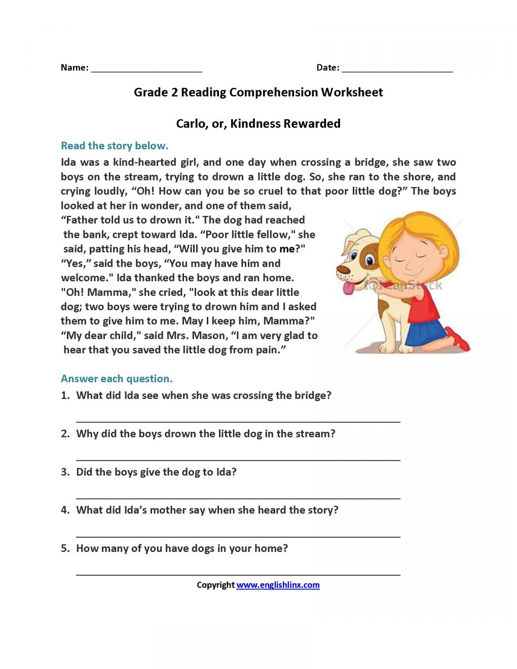 Reading Worksheets For 2nd Graders Printable