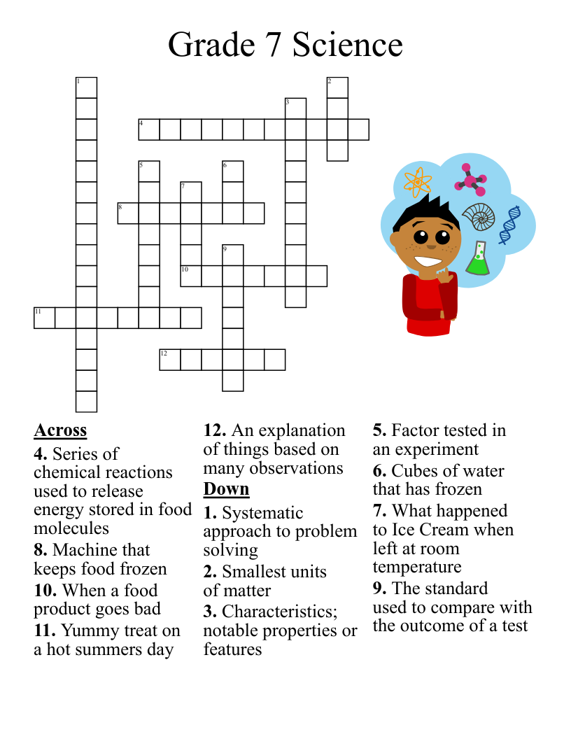 7th Grade Crossword Puzzles Printable