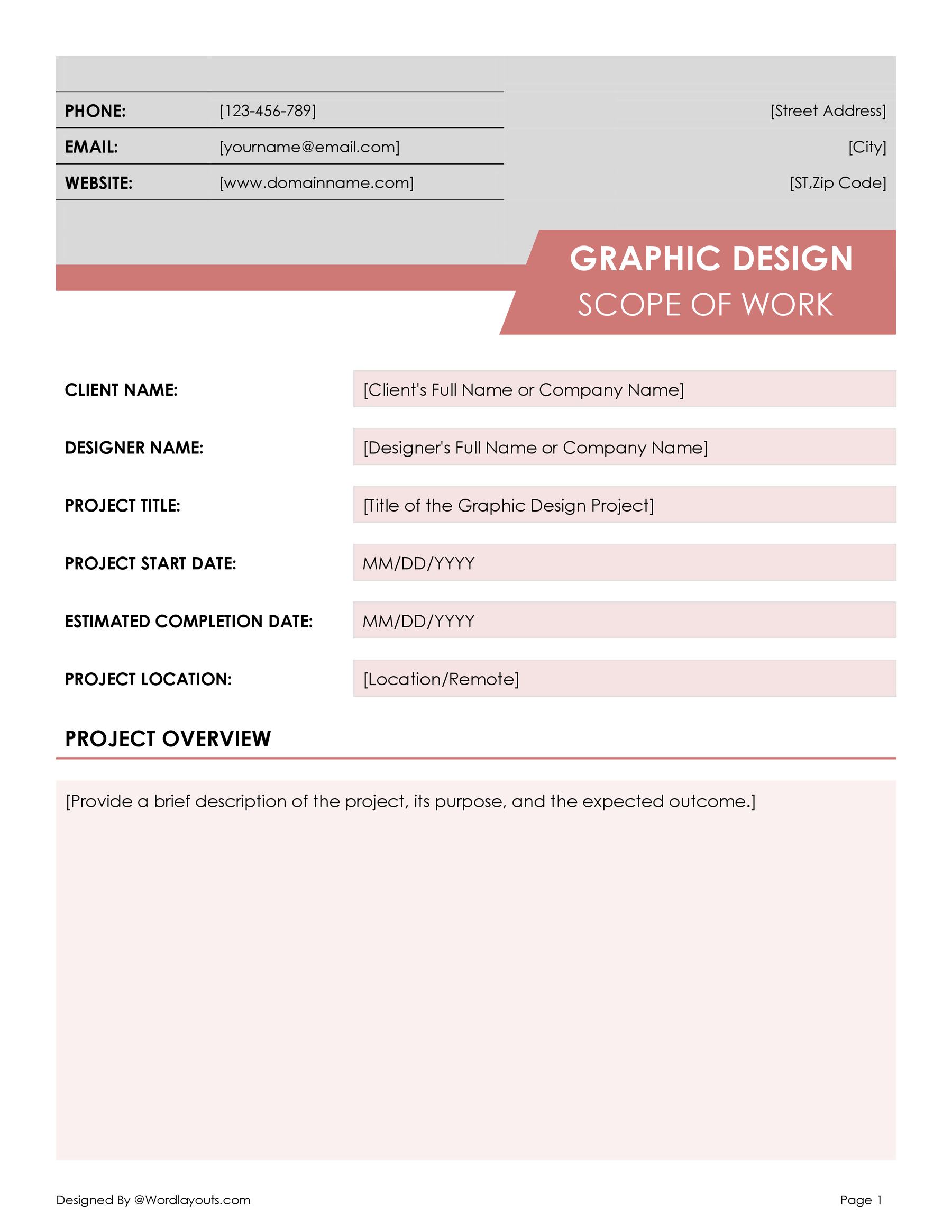 Printable Graphic Design Project Templates