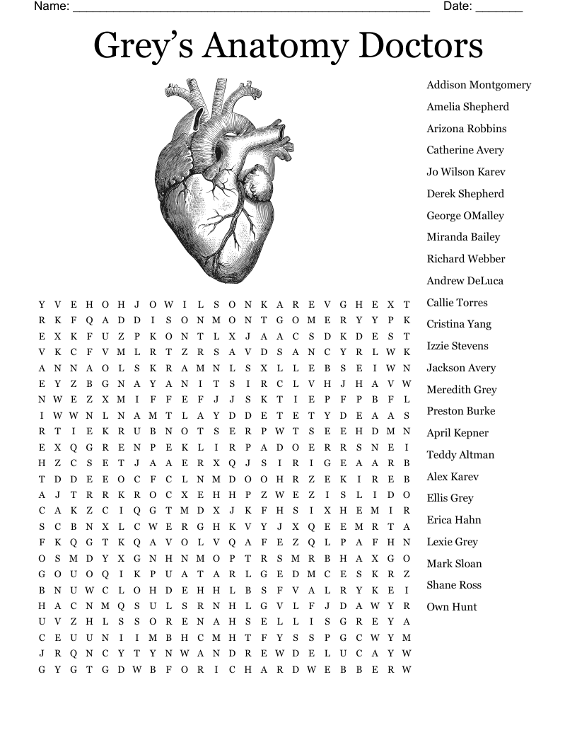 Grey s Anatomy Crossword WordMint
