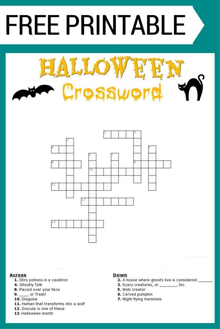 Easy Halloween Crossword Puzzles Printable
