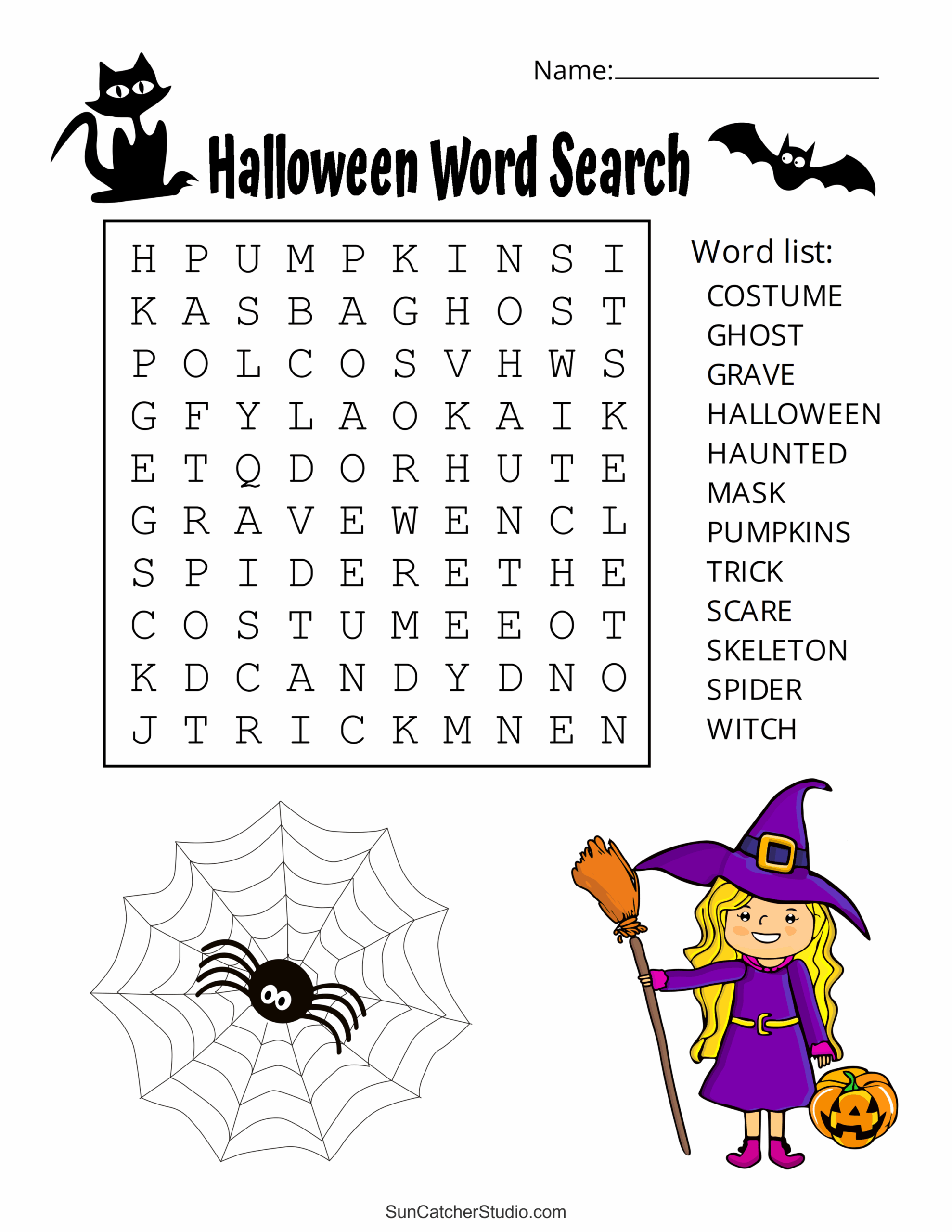 Printable Halloween Word Puzzles
