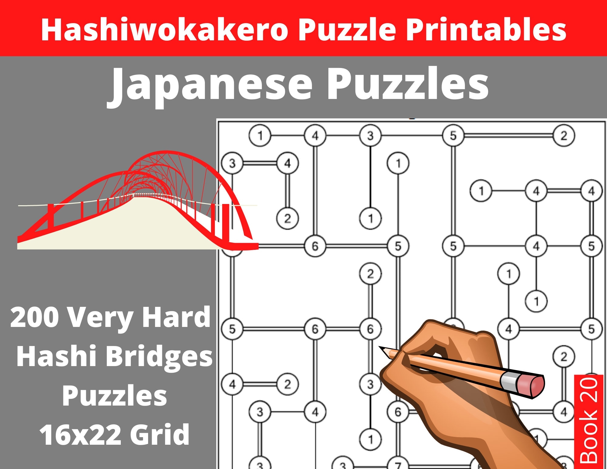 Hard Hashi Bridges Puzzles PDF 200 Hashiwokakero Japanische 