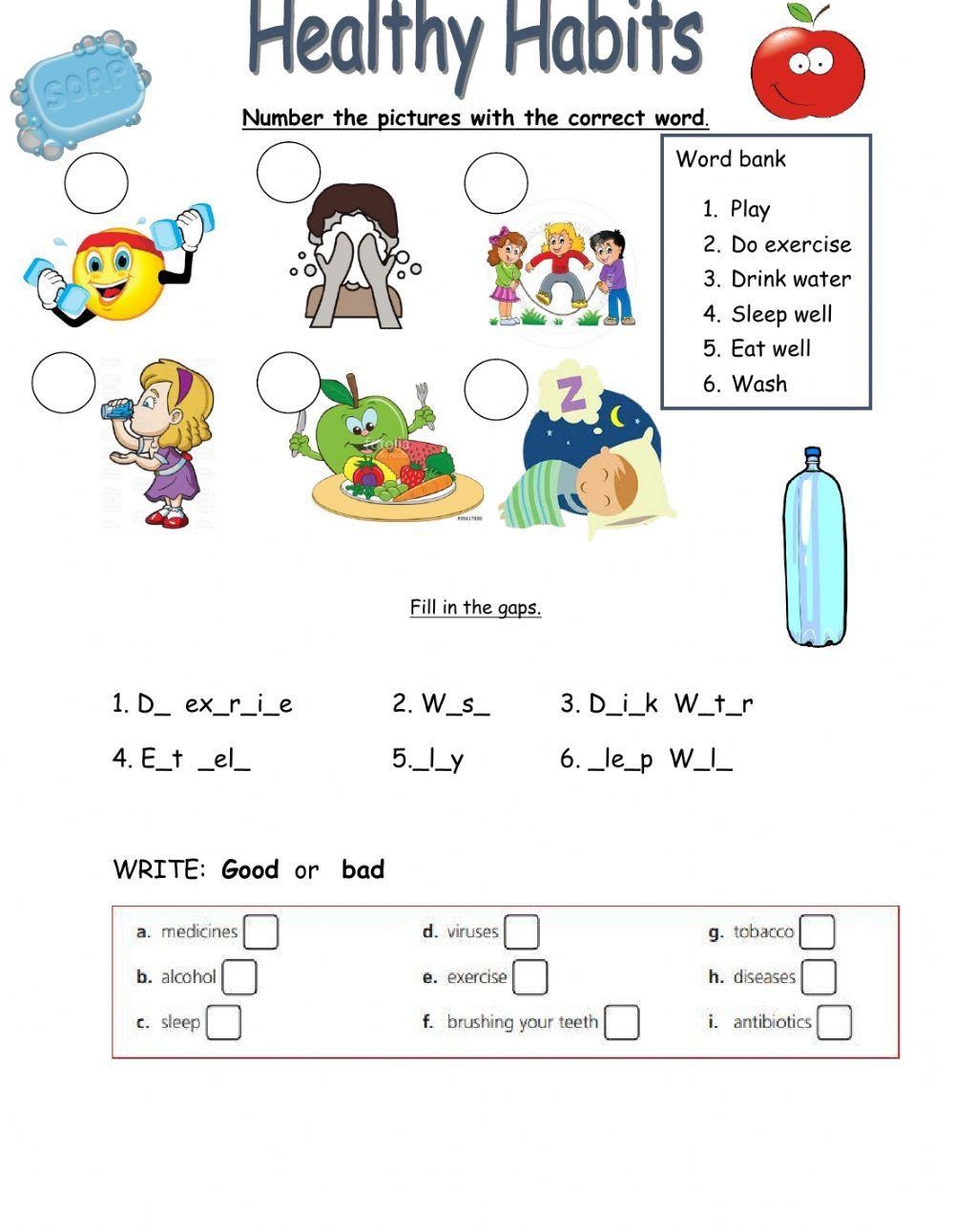 Printable Healthy Habits Worksheets