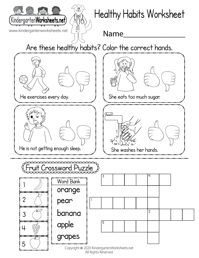 Healthy Habits Worksheet Free Printable Digital amp PDF