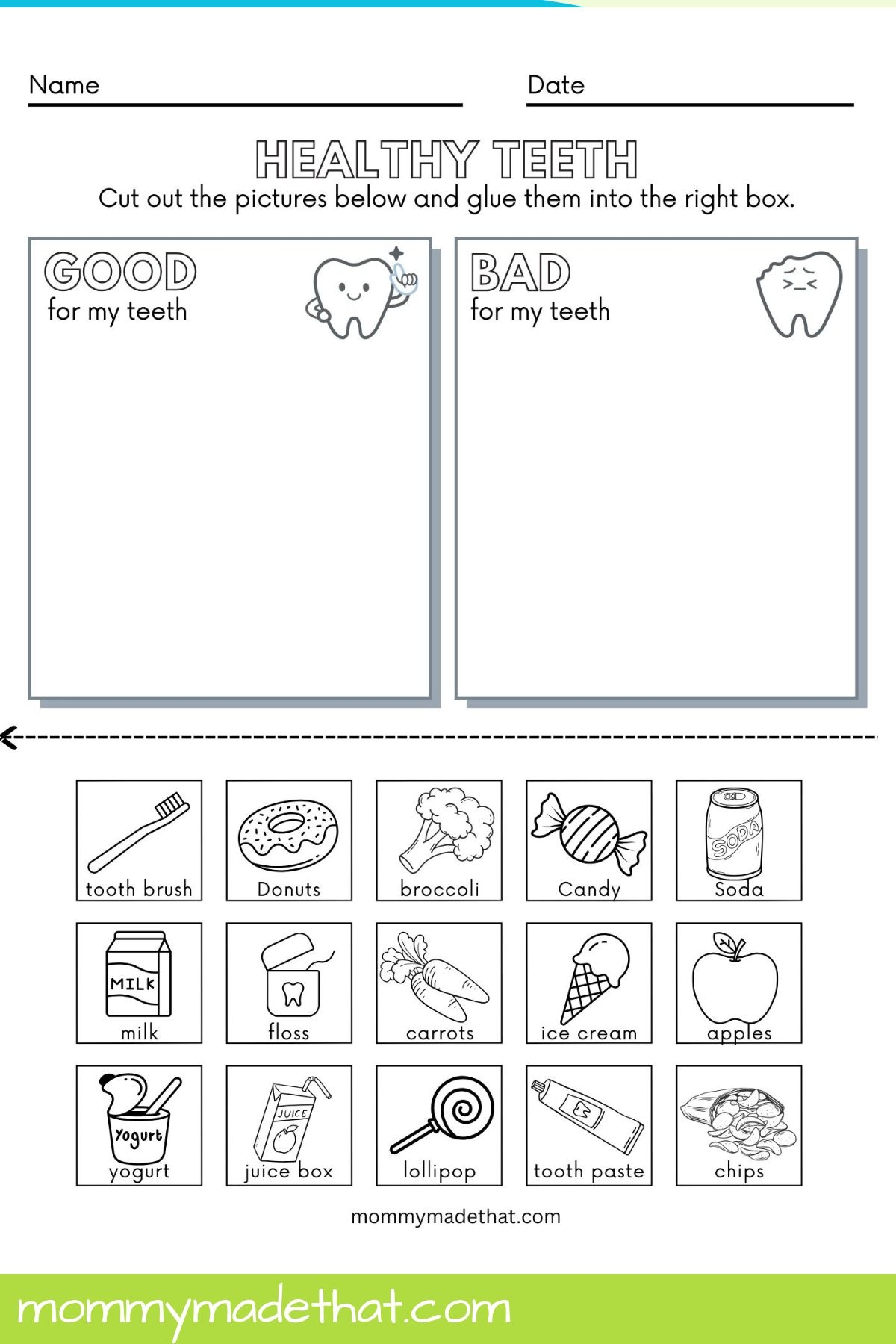 Free Printable Dental Health Worksheets