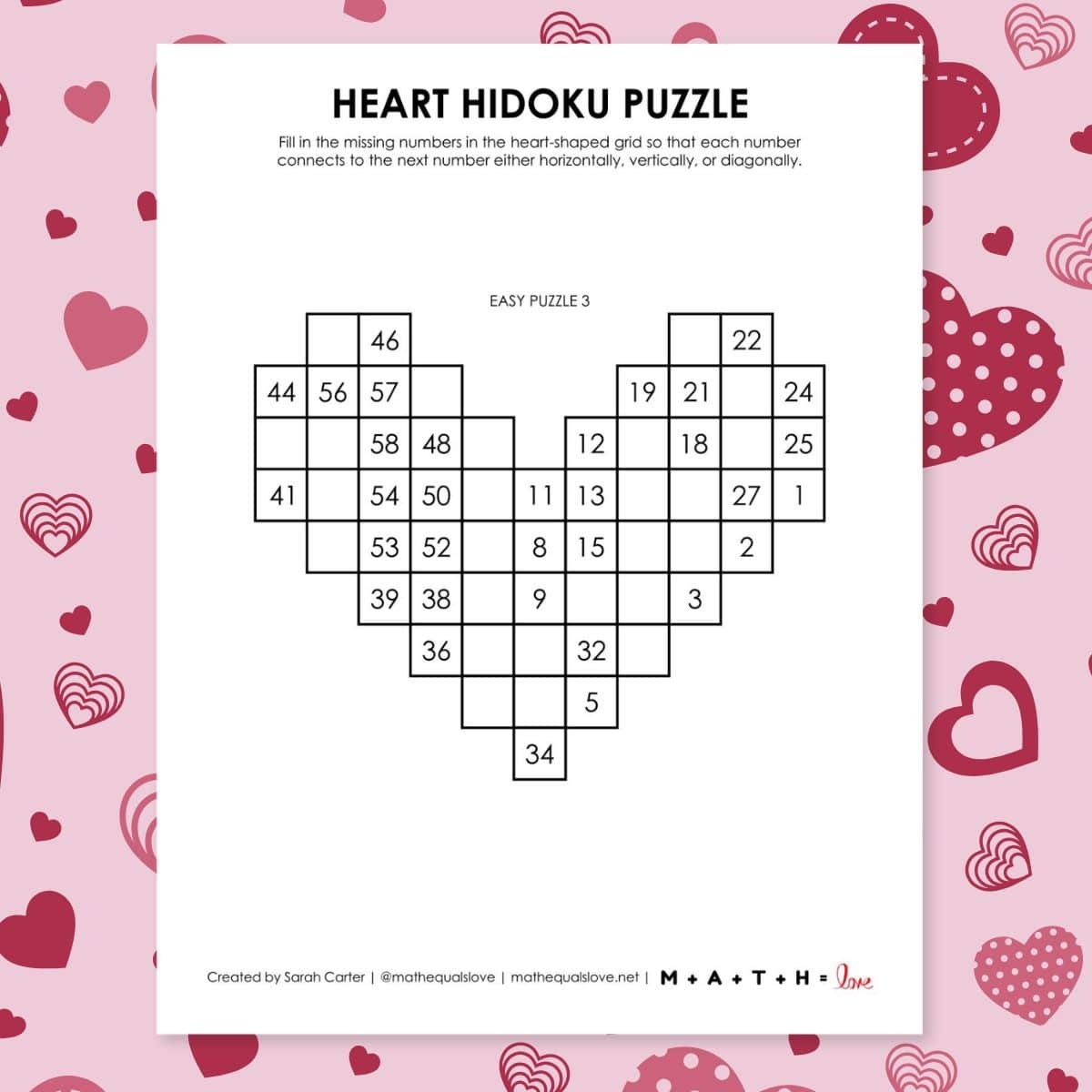Hidato Puzzles Printable