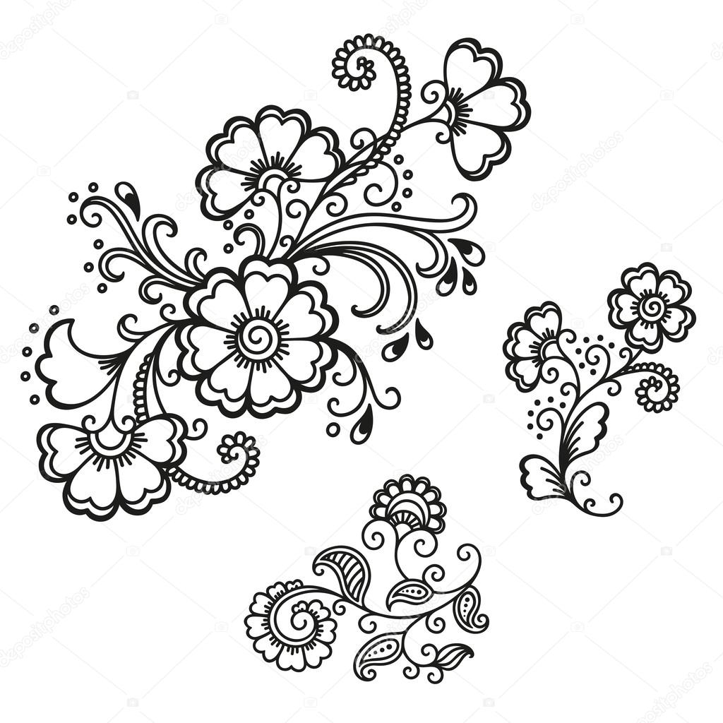 Printable Henna Flower Designs