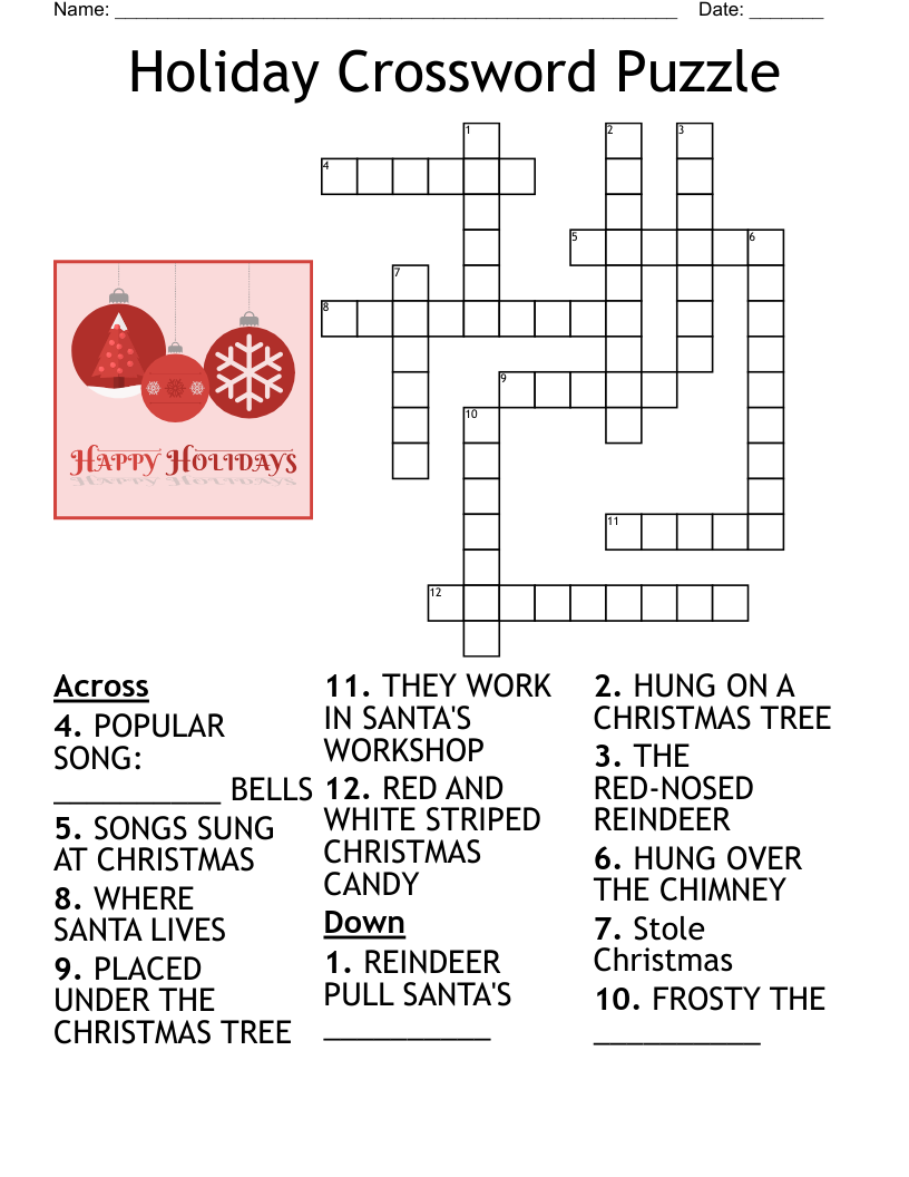 Free Printable Holiday Crossword Puzzles