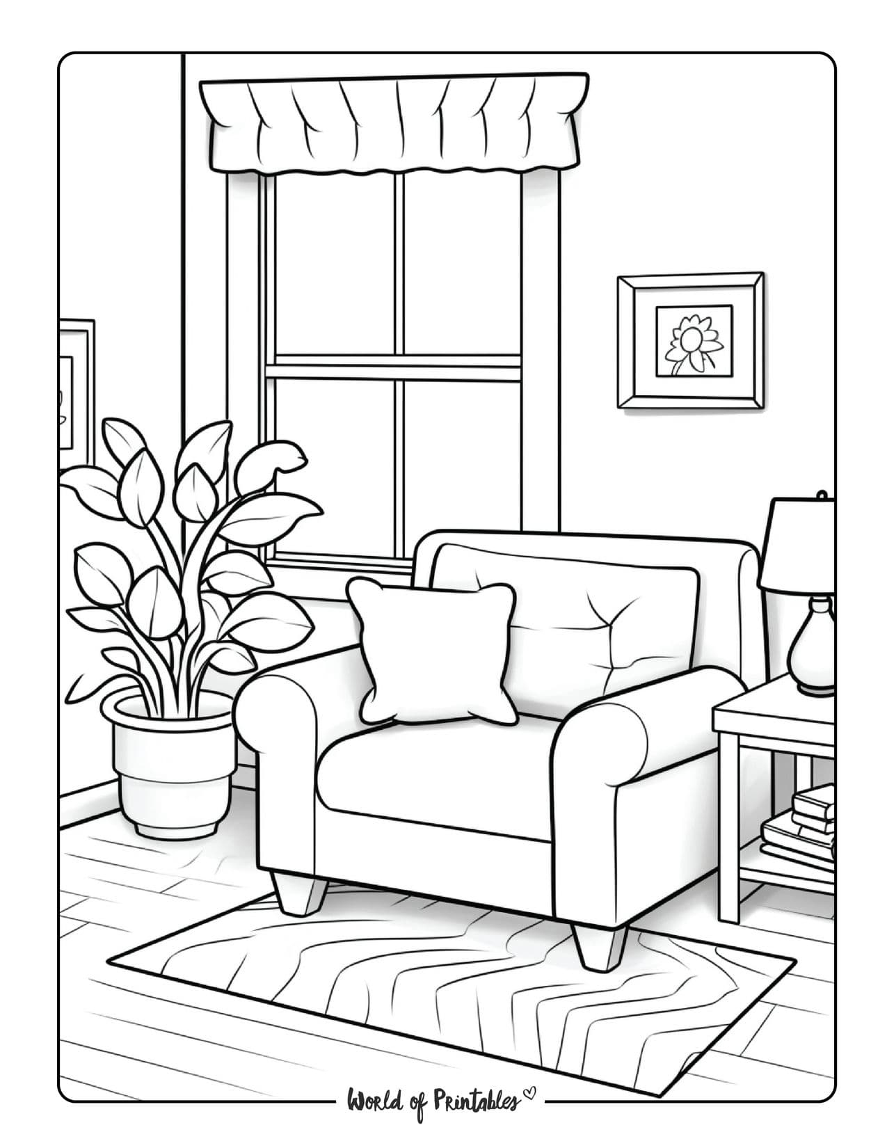 House Colouring Pages Living Rooms