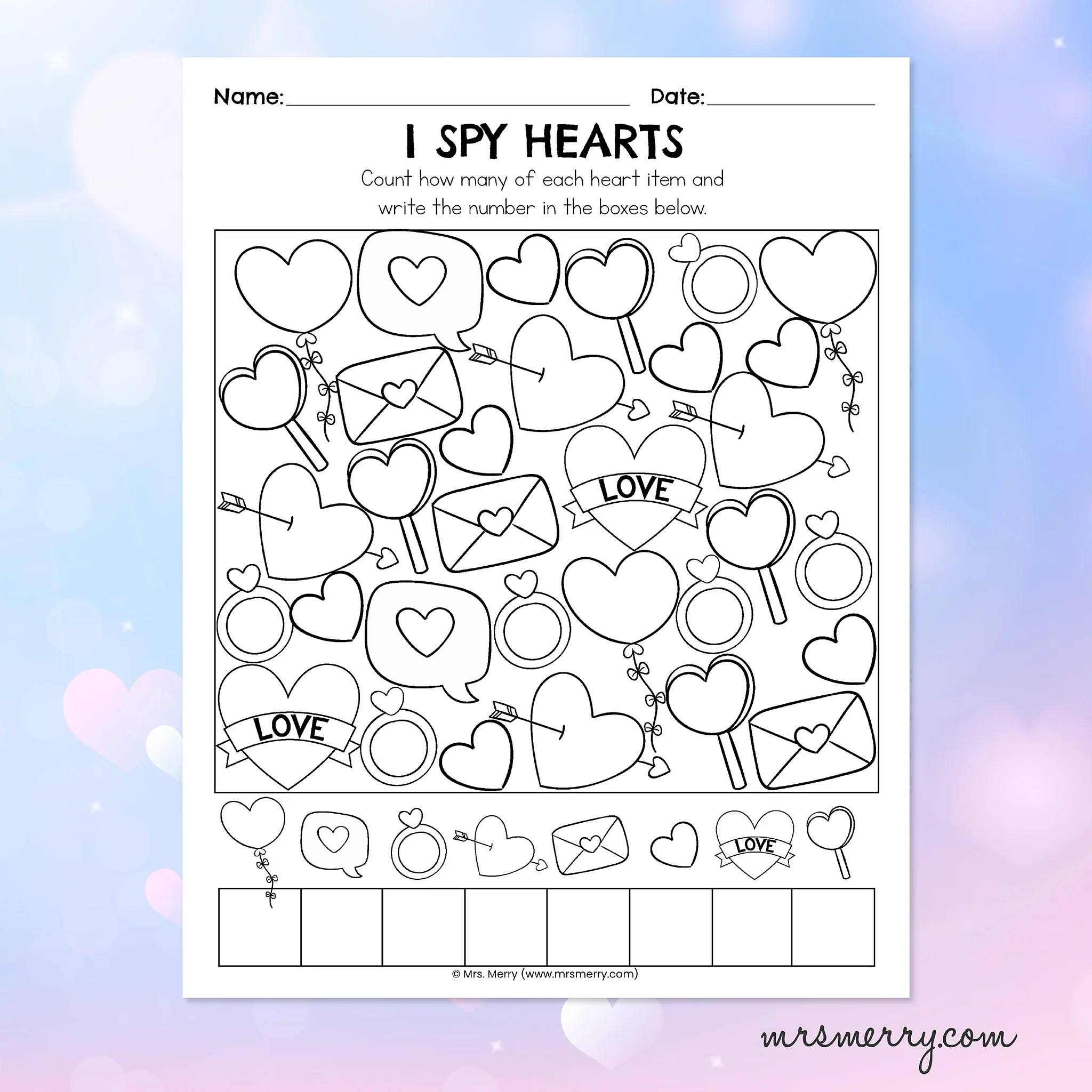 I Spy Hearts Valentine s Day Printable