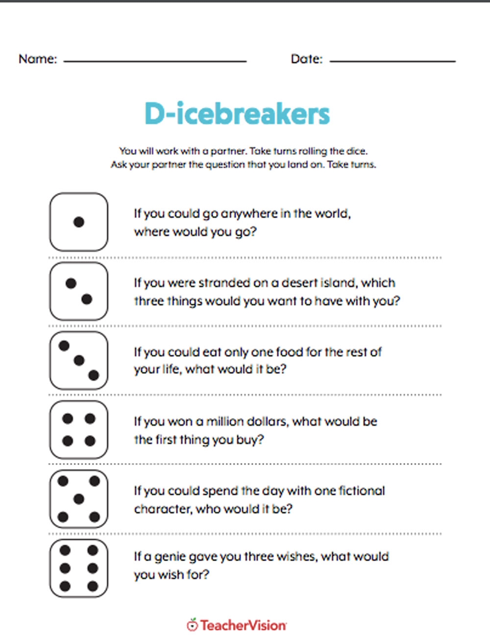 Icebreaker Worksheets amp Activities For Back To School TeacherVision