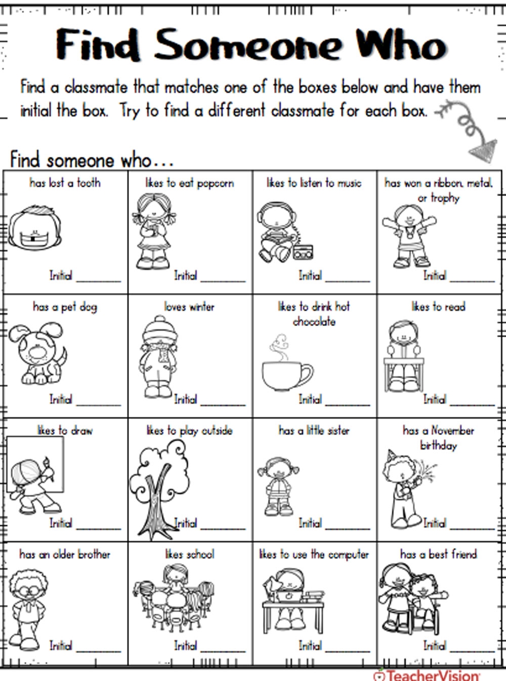 Icebreaker Worksheets amp Activities For Back To School TeacherVision