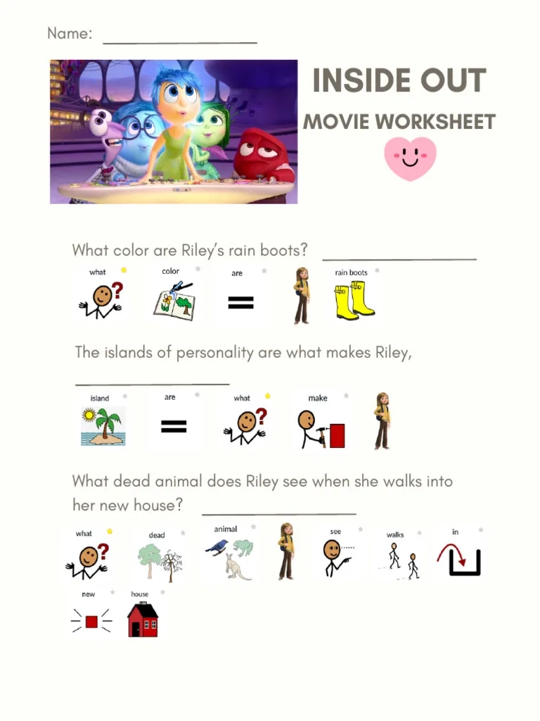 Printable Inside Out Worksheets Pdf