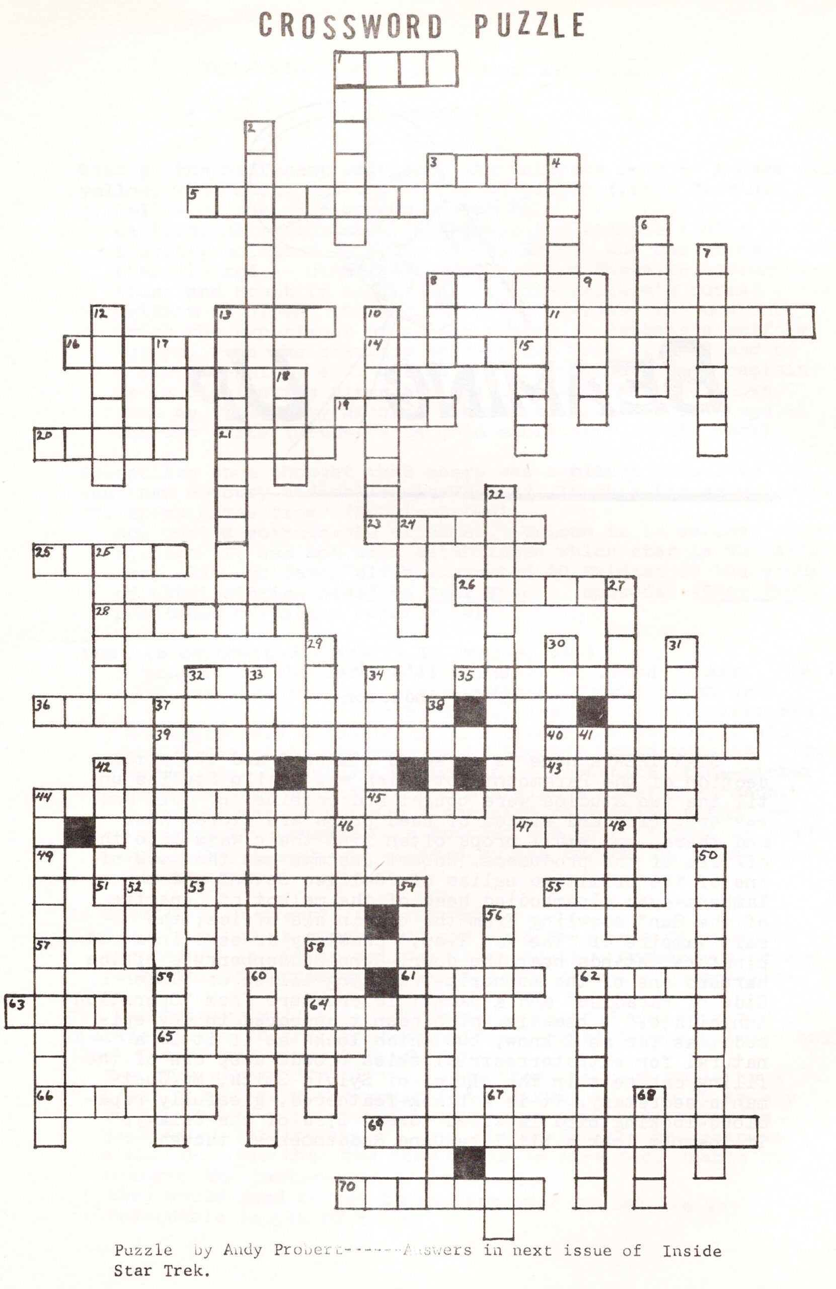 Printable Star Trek Crossword Puzzles