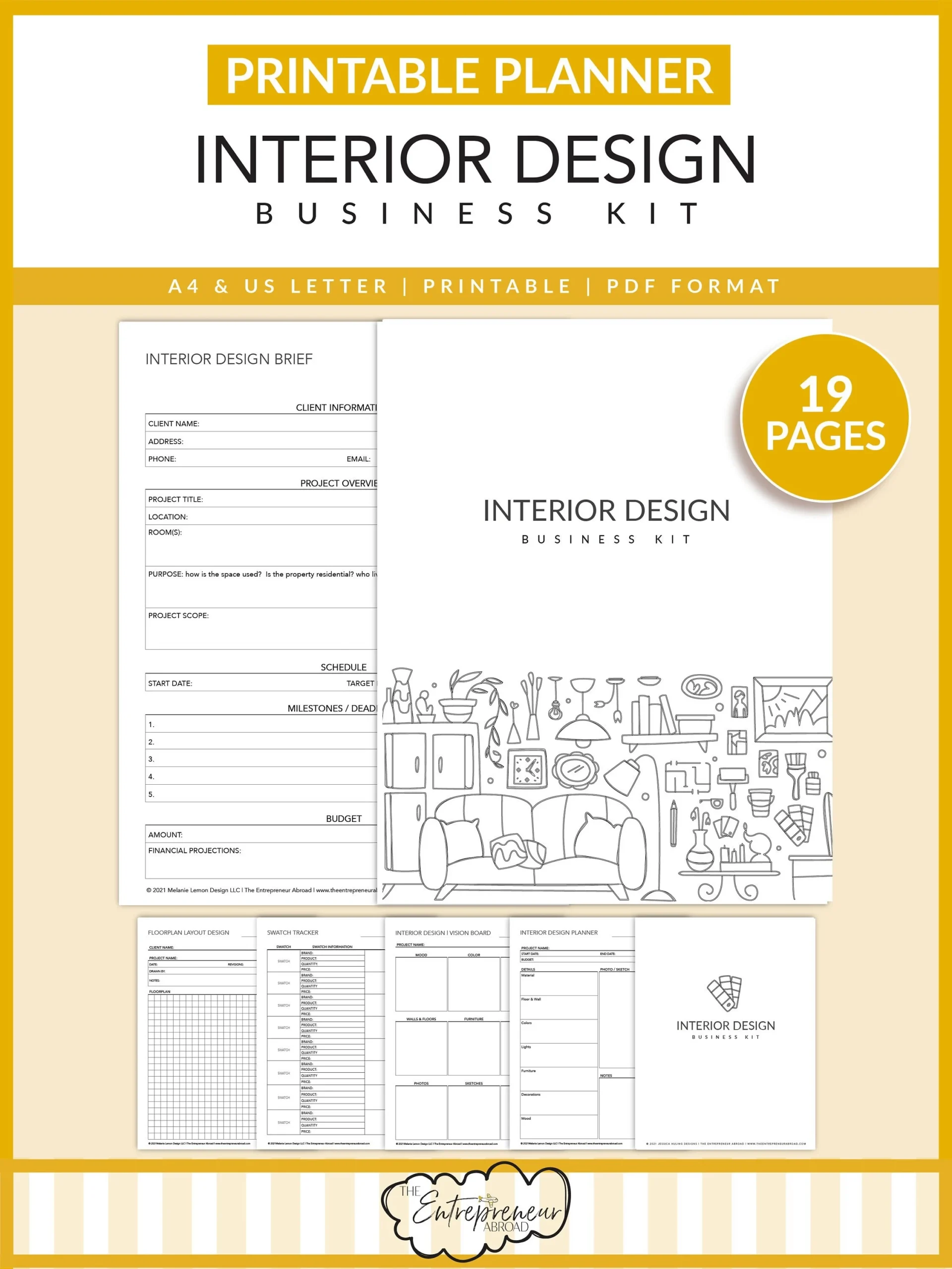 Interior Design Business Kit Printable Room Planner Home Decorating Home Remodel Floor Layout Interior Designer A4 Letter Etsy