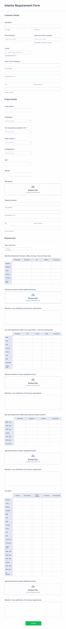 Interior Requirement Form Template Jotform