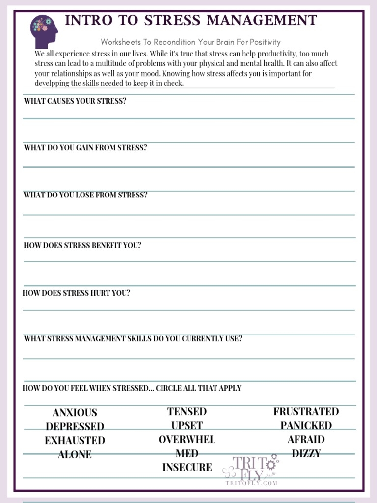 Intro To Stress Management Self Help Worksheet PDF Worksheets 