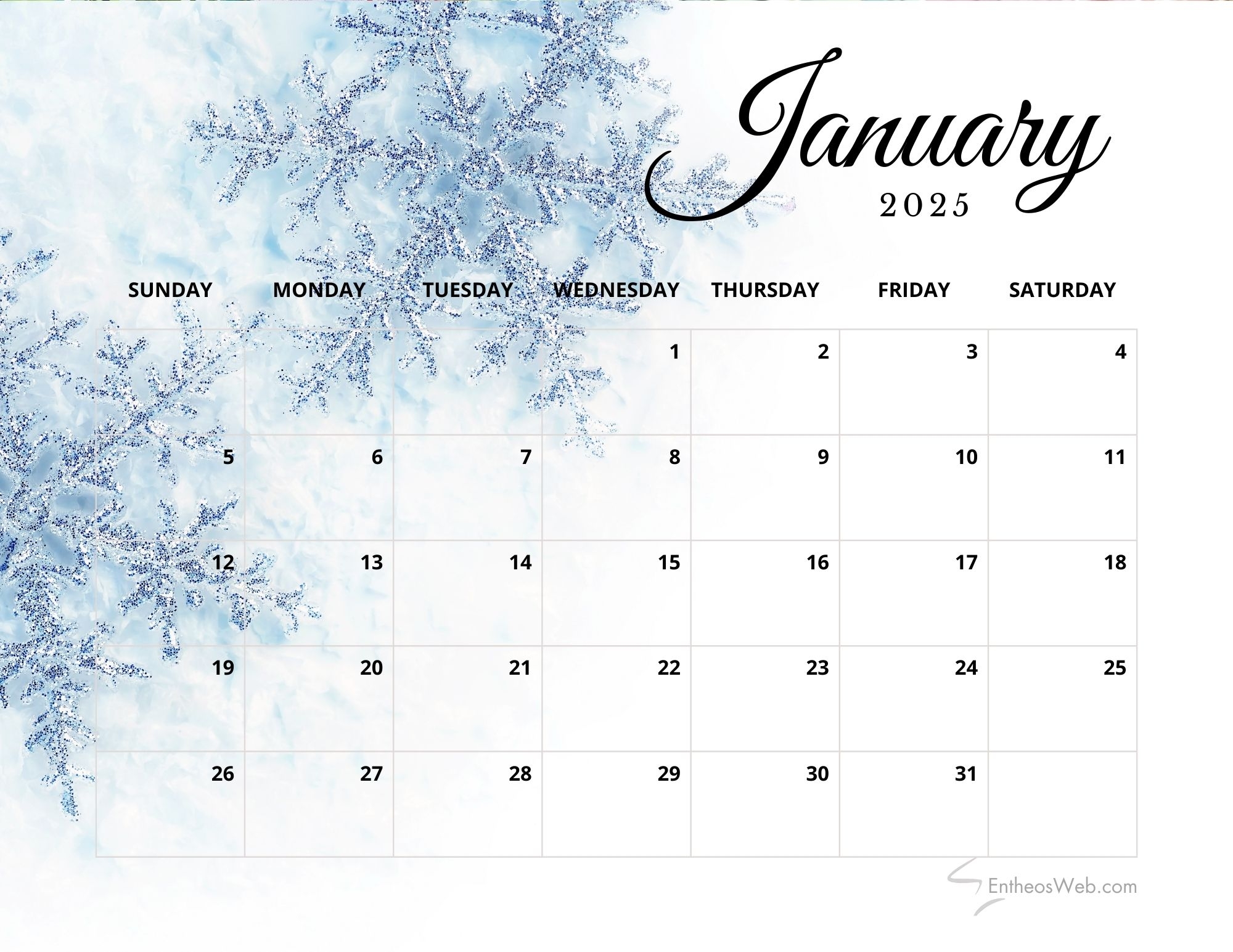 Printable Calendar 2025 Fancy Design