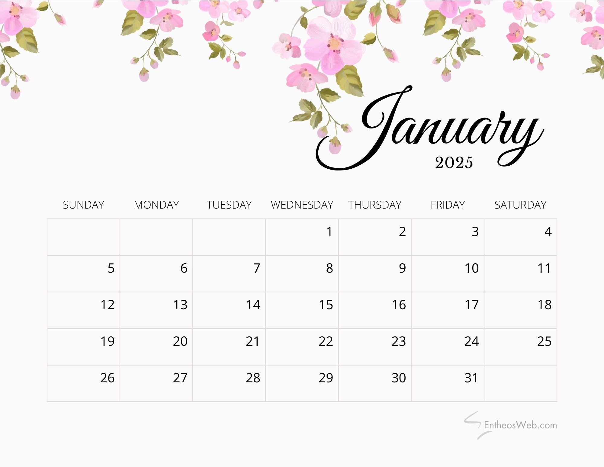 January 2025 Calendars EntheosWeb
