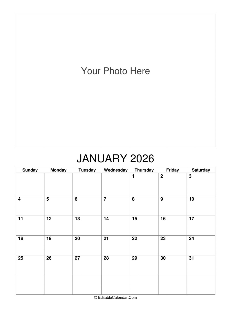 Blank Calendar Pages January 2026