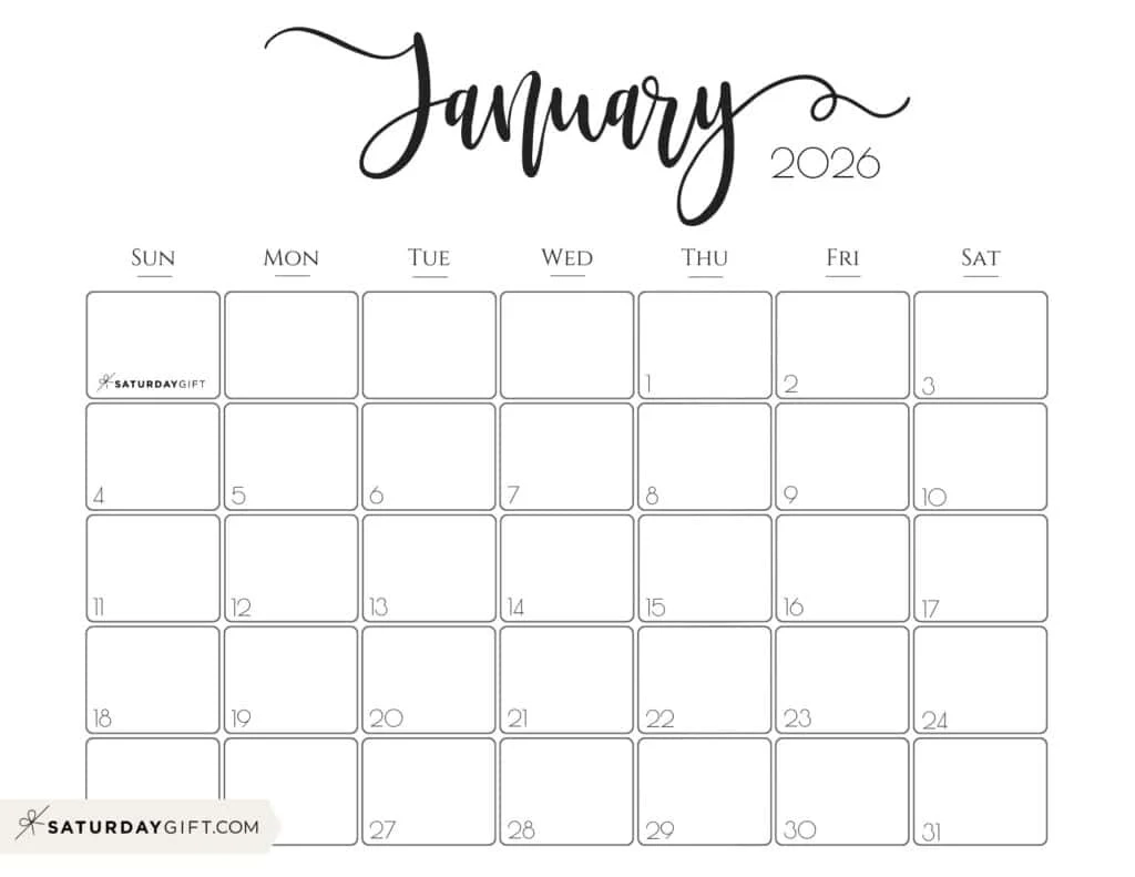 January 2026 Calendar Printable