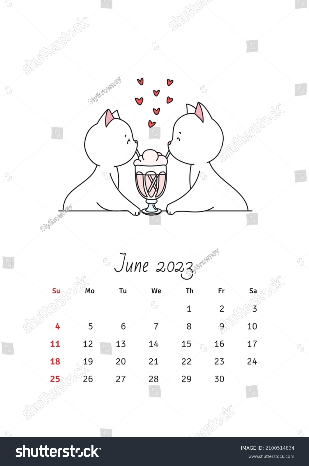 June 2023 Calendar Calendar Template Decorated Stock Vector Royalty Free 2100514834 Shutterstock