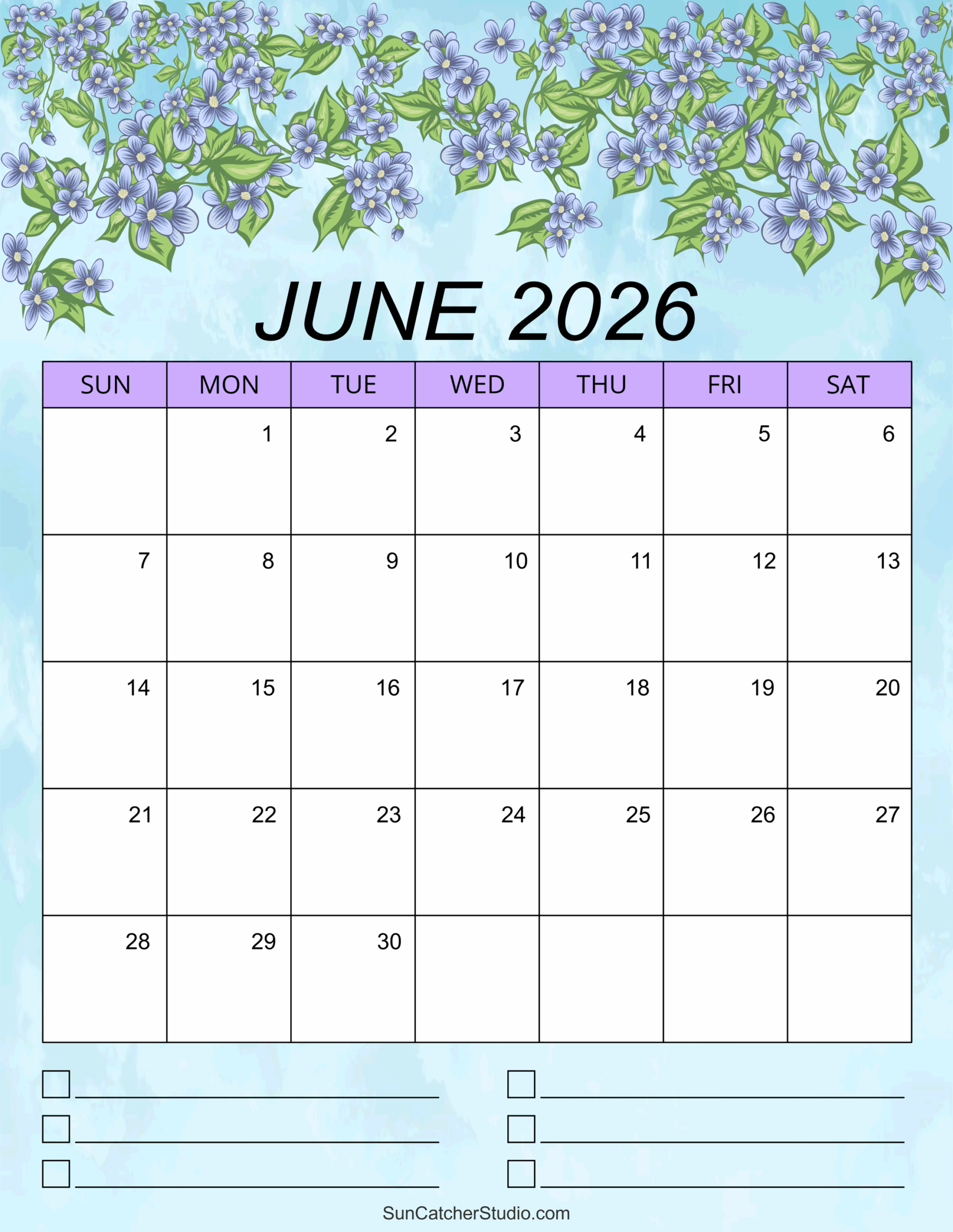 June Blank Calendar 2026 Download