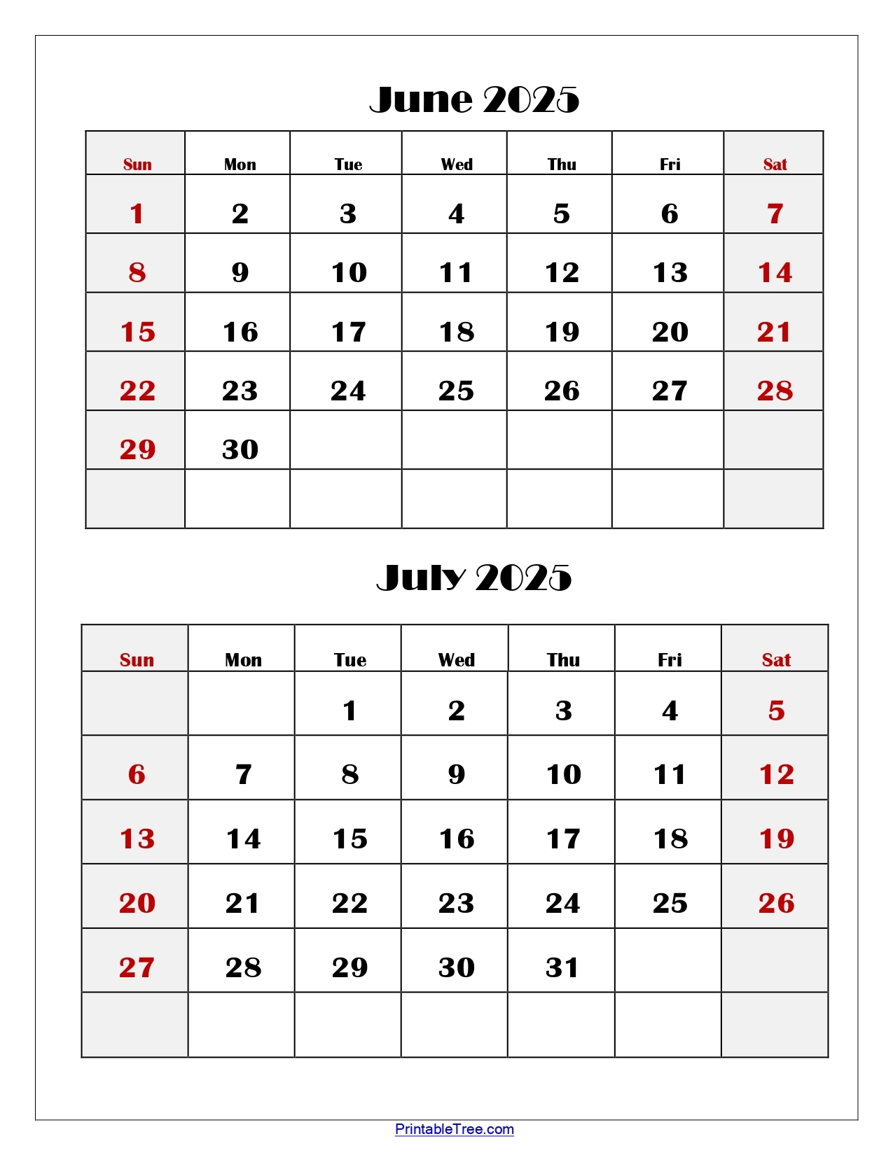 Blank July 2025 To June 2026 Calendar