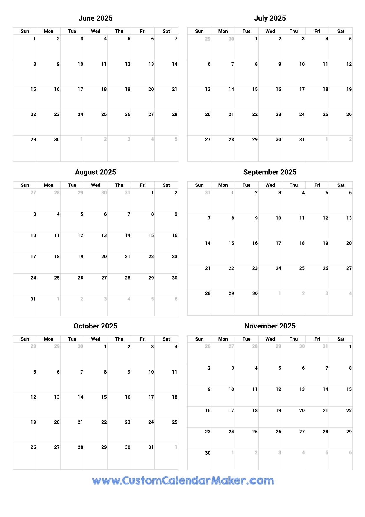 Printable Calendar 2025 November