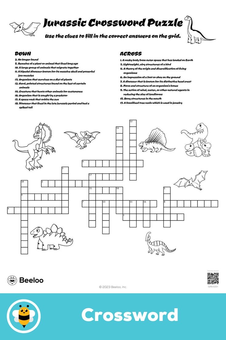 Jurassic Crossword Puzzles Printable