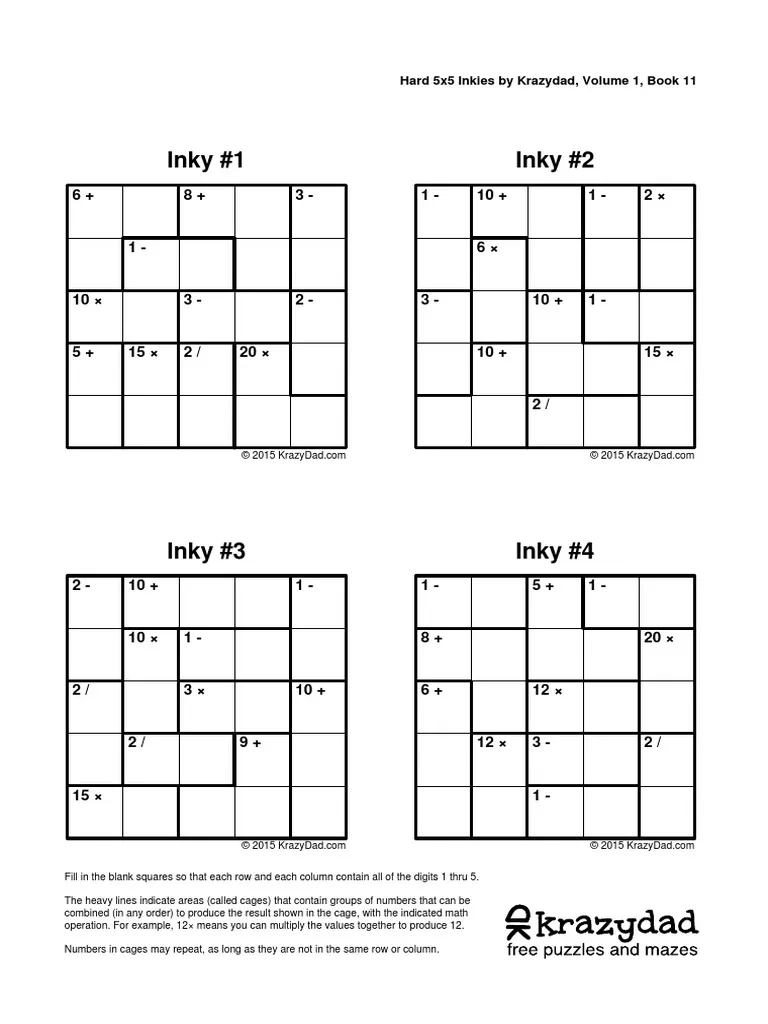 Kenken Puzzles PDF