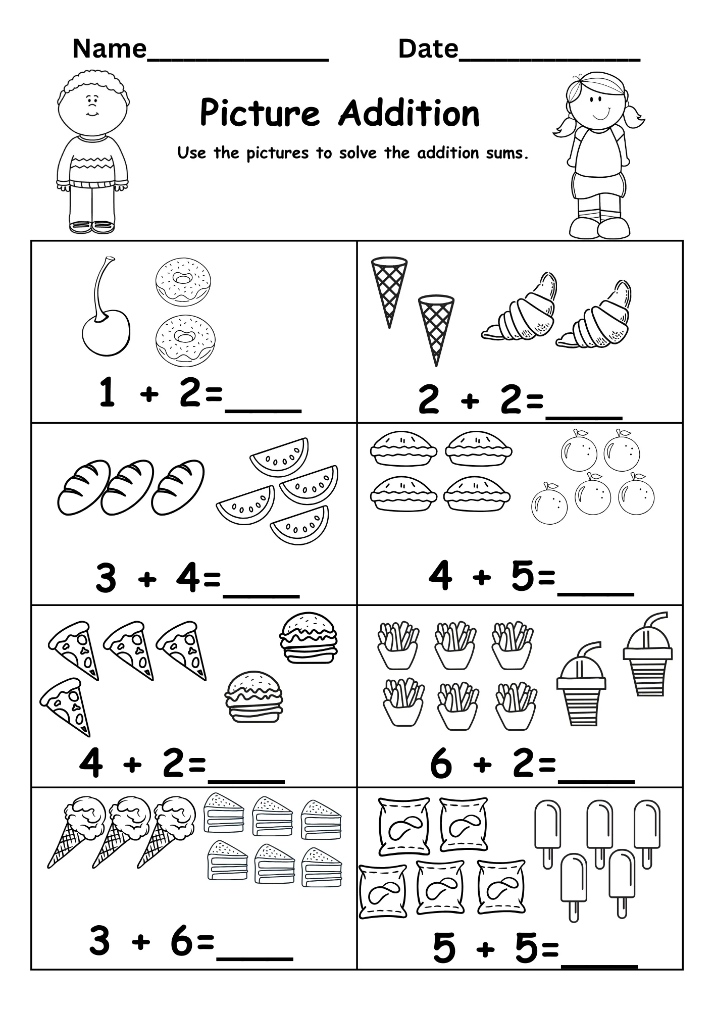 Printable Addition Worksheets Kindergarten