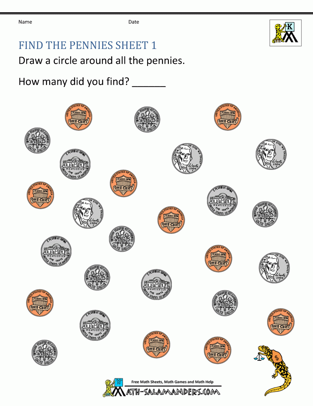 Free Printable Money Worksheets For Kindergarten