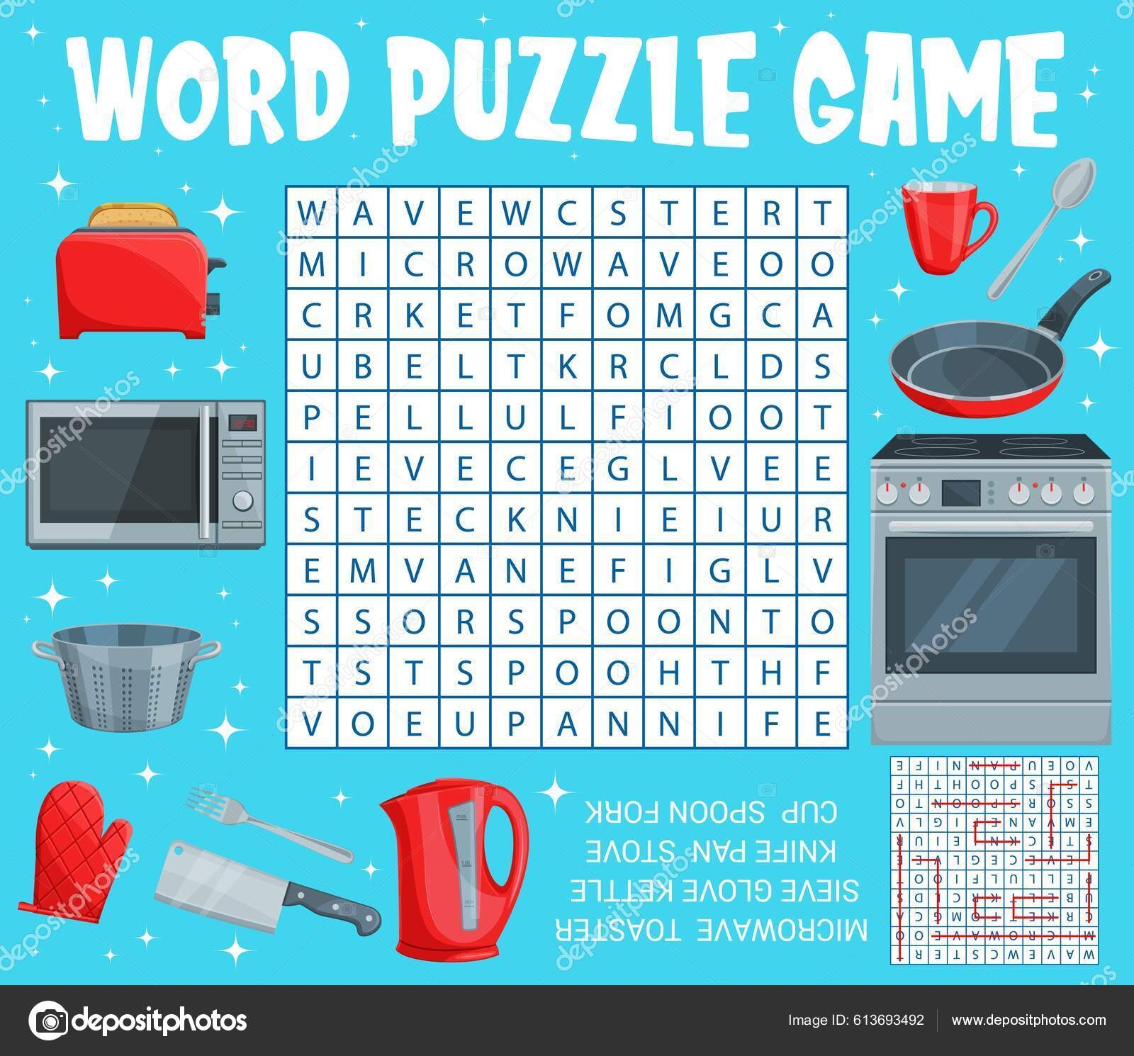 Free Printable Word Search Puzzles Utensils