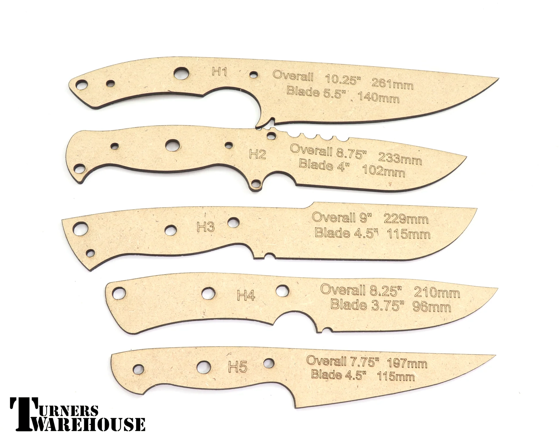 Knife Templates Turners Warehouse