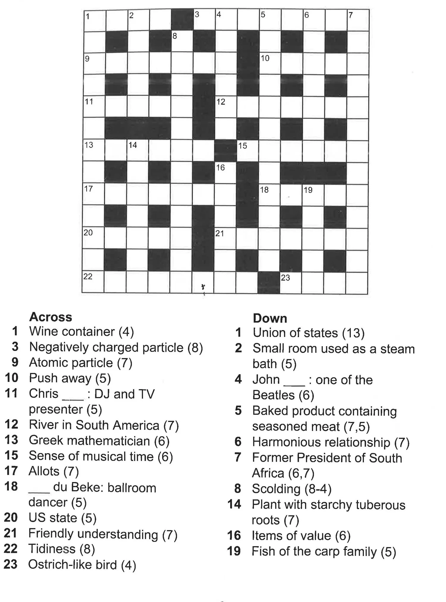 Large Print Crossword Puzzles Printable