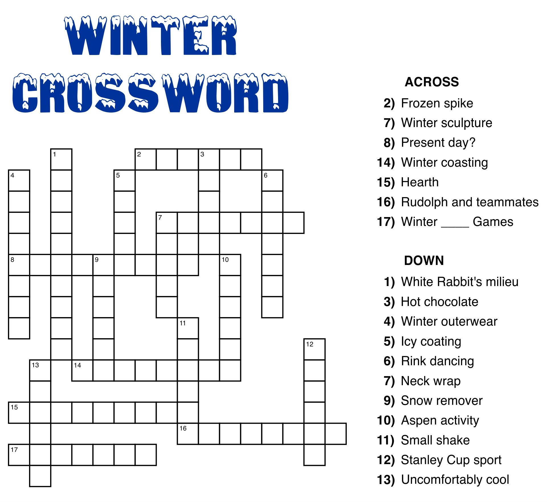 Printable Crossword Puzzles Large Print