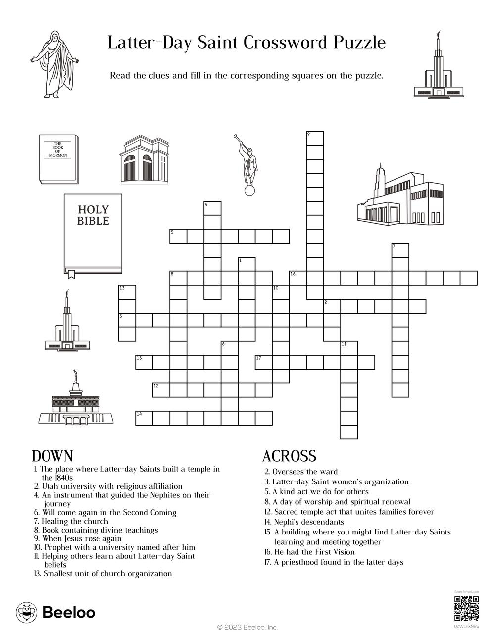 Church Crossword Puzzles Printable